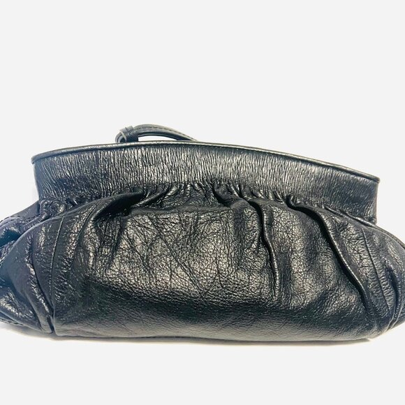 Banana Republic Black Soft Cow Leather Clutch/Wristlet Purse-Roomy-Zip Up-Prom - Picture 8 of 13